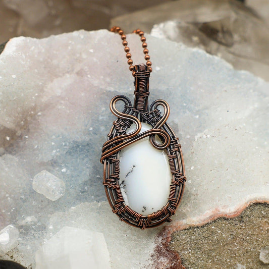 Dendritic Agate Wire Wrap Pendant, 2.75 Inch, Tree Abundance