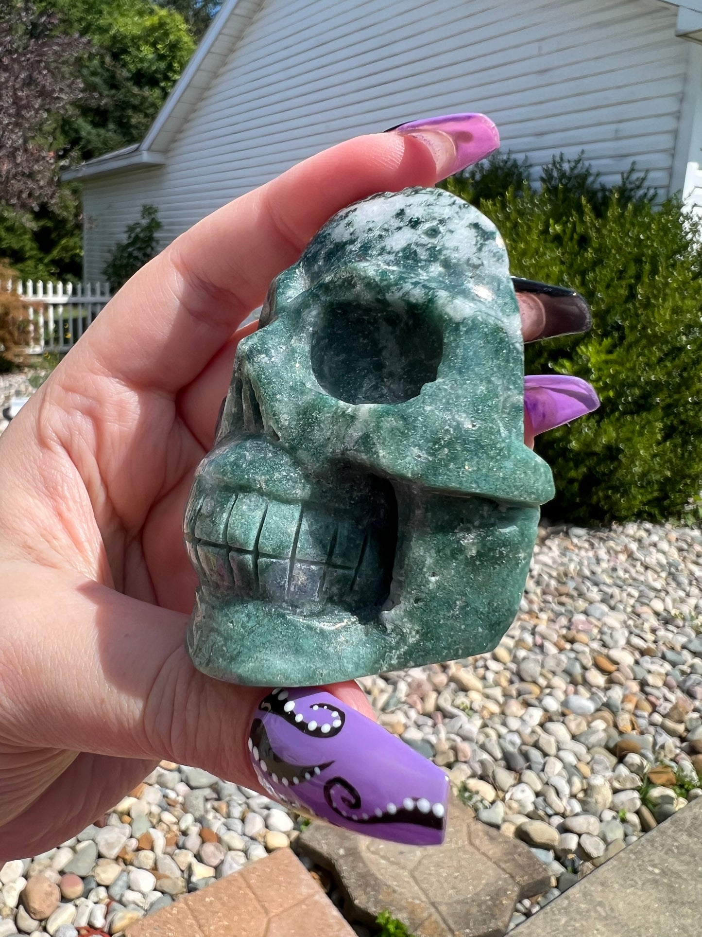 Moss Agate Skull