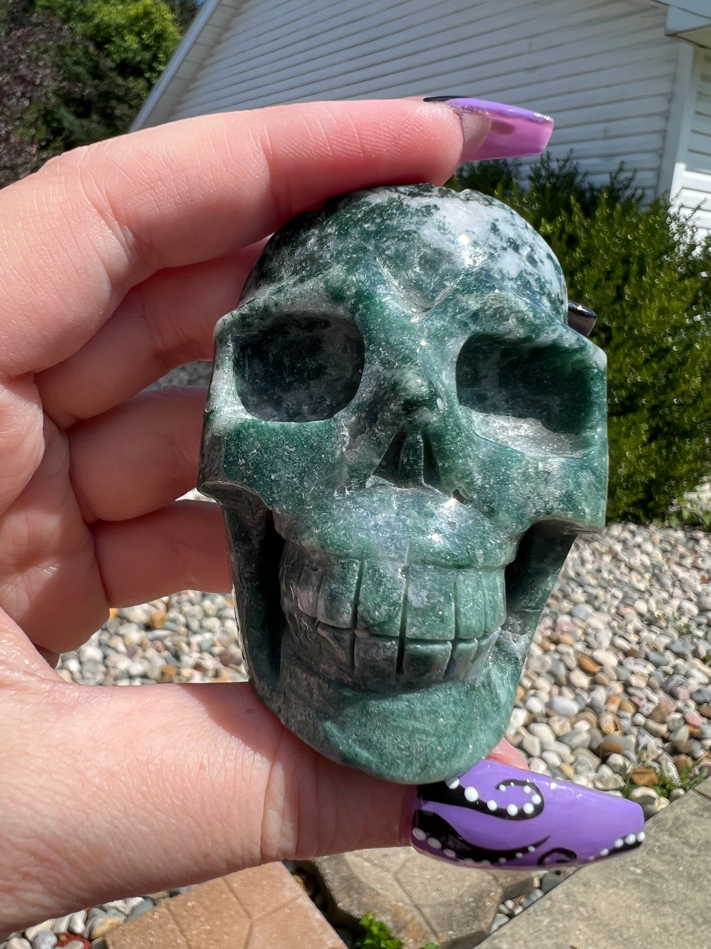 Moss Agate Skull