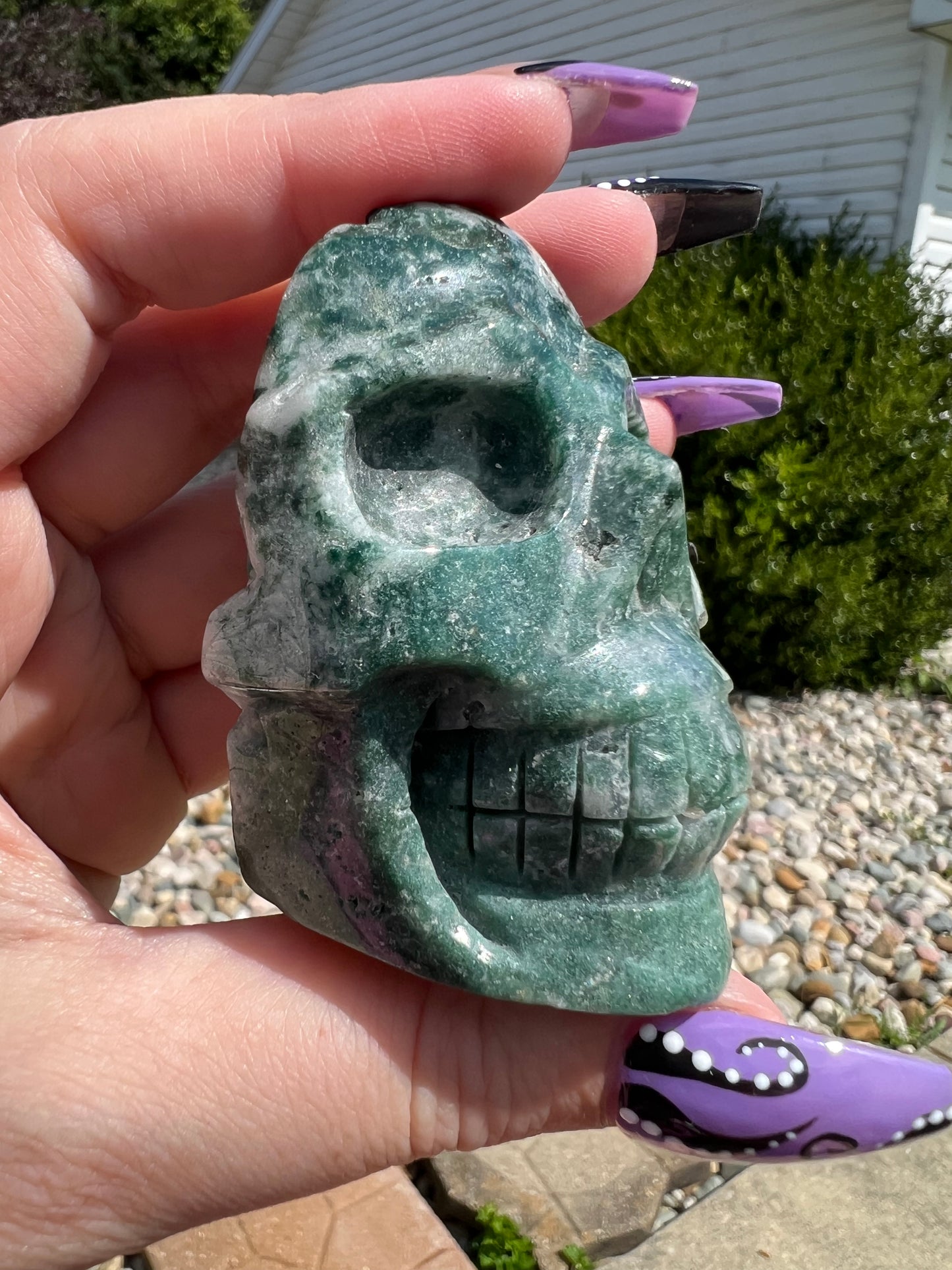 Moss Agate Skull