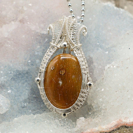 Orca Agate Wire Wrap Crystal Pendant - Contrasting Patterns