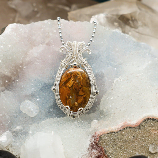Yellow Jasper Wire Wrap Pendant, 2.25 Inch, Solar Plexus Joy