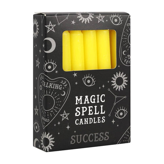 Set of 12 Yellow 'Success' Magic Spell Candles