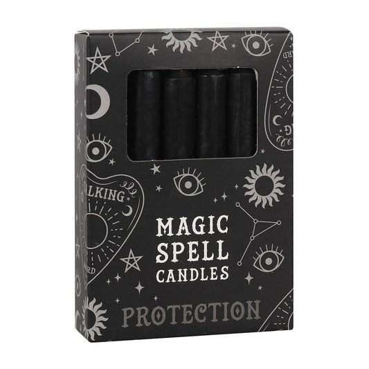 Set of 12 Black 'Protection' Magic Spell Candles