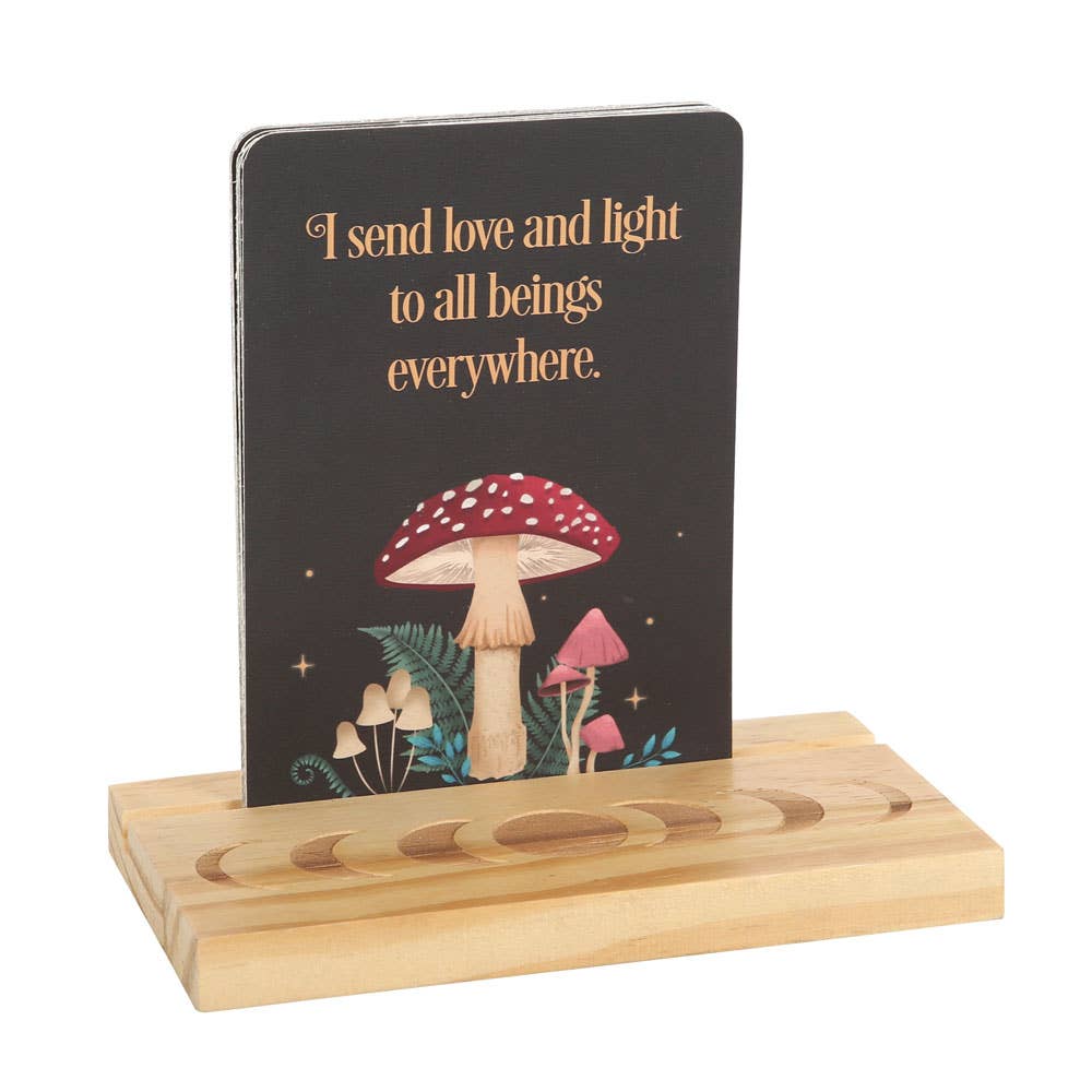 Mystical Mushroom Affirmation Cards with Wooden Stand