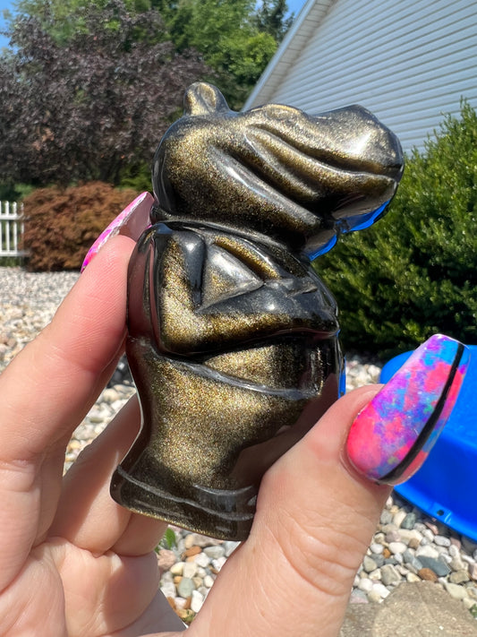 Gold Sheen Obsidian Hippo