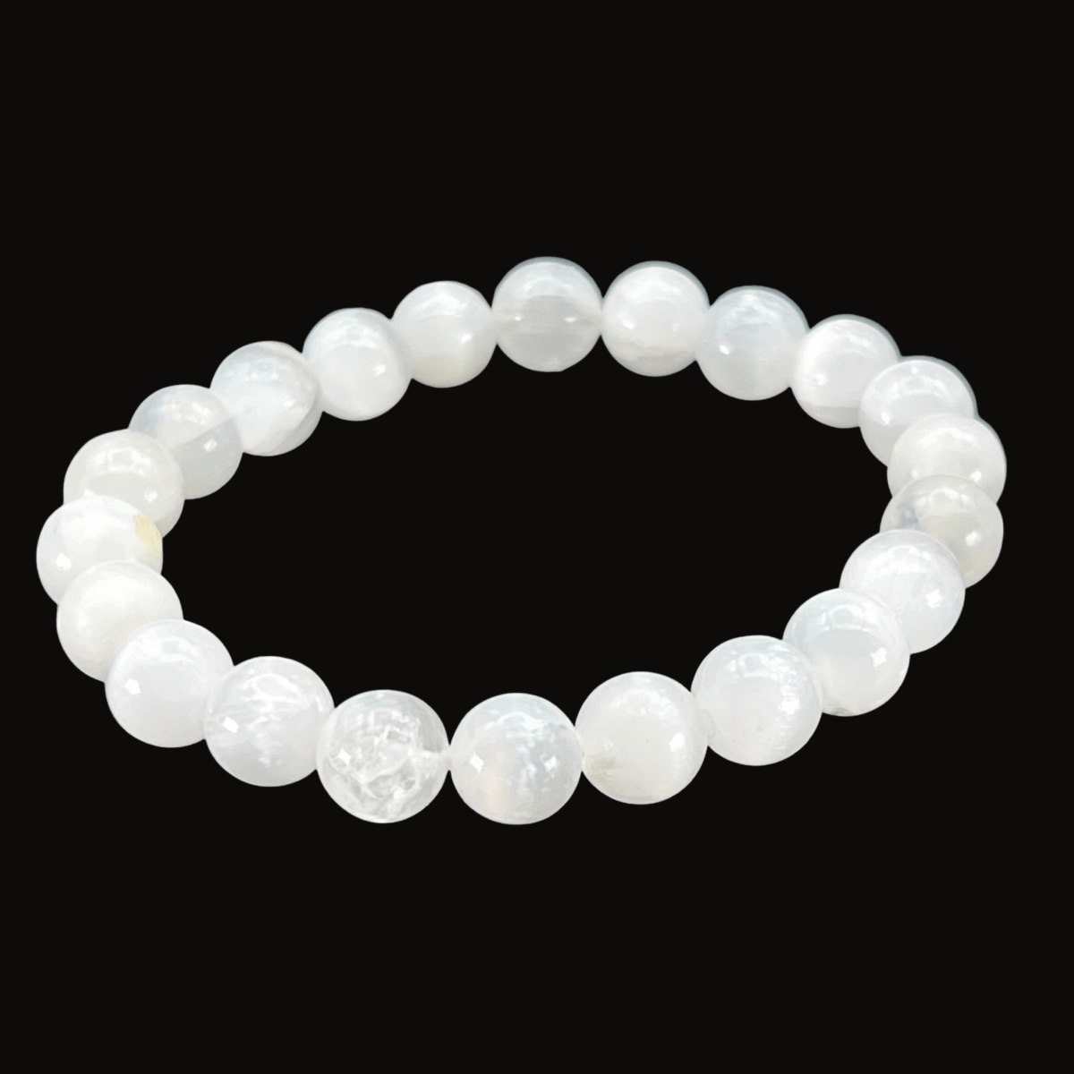 Selenite Round Bead Stretch Bracelet (8 mm)
